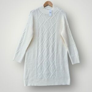 LOFT Cream Cable Knit Sweater Dress